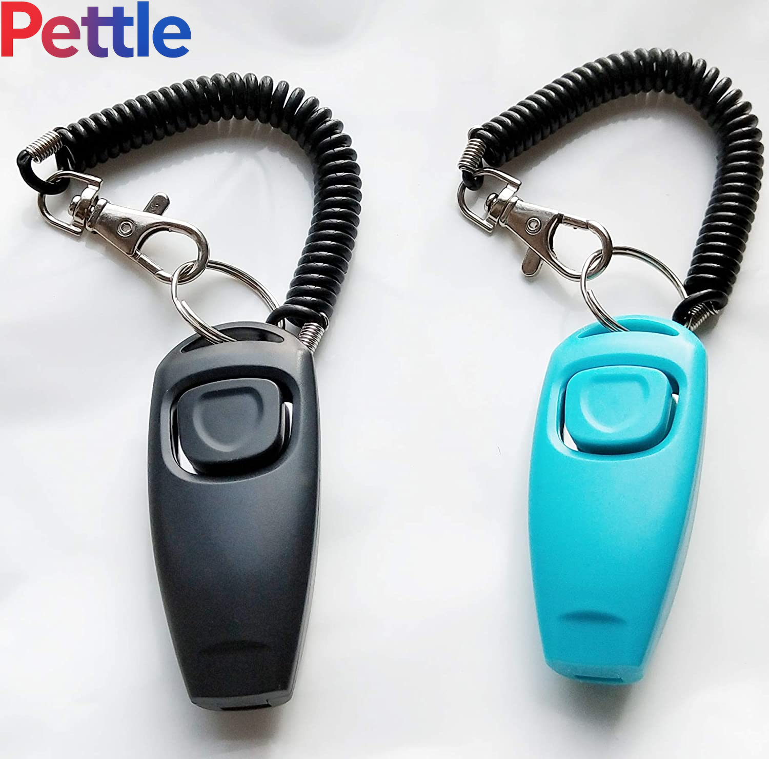 Newnewstar Pet Training Clicker Whistle with Wrist Strap - Dog Training Clickers (Black + Blue)