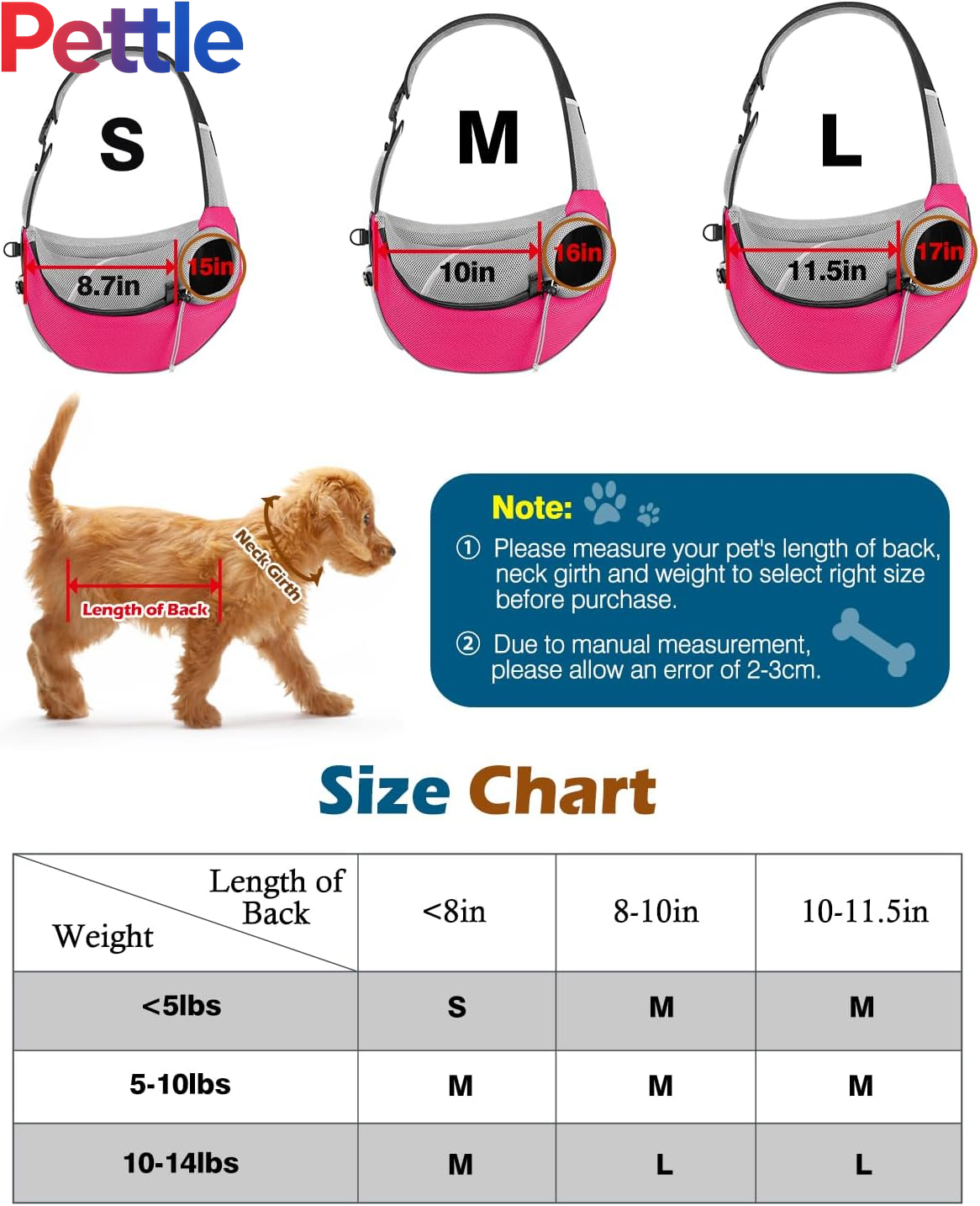 Dog Sling Carrier, Dog Papoose with Zipper Touch Pocket, Hand Free Breathable Mesh Puppy Carrier, Crossbody Satchel Dog Purse with Adjustable Strap for Outdoor Travel, Pink, Large