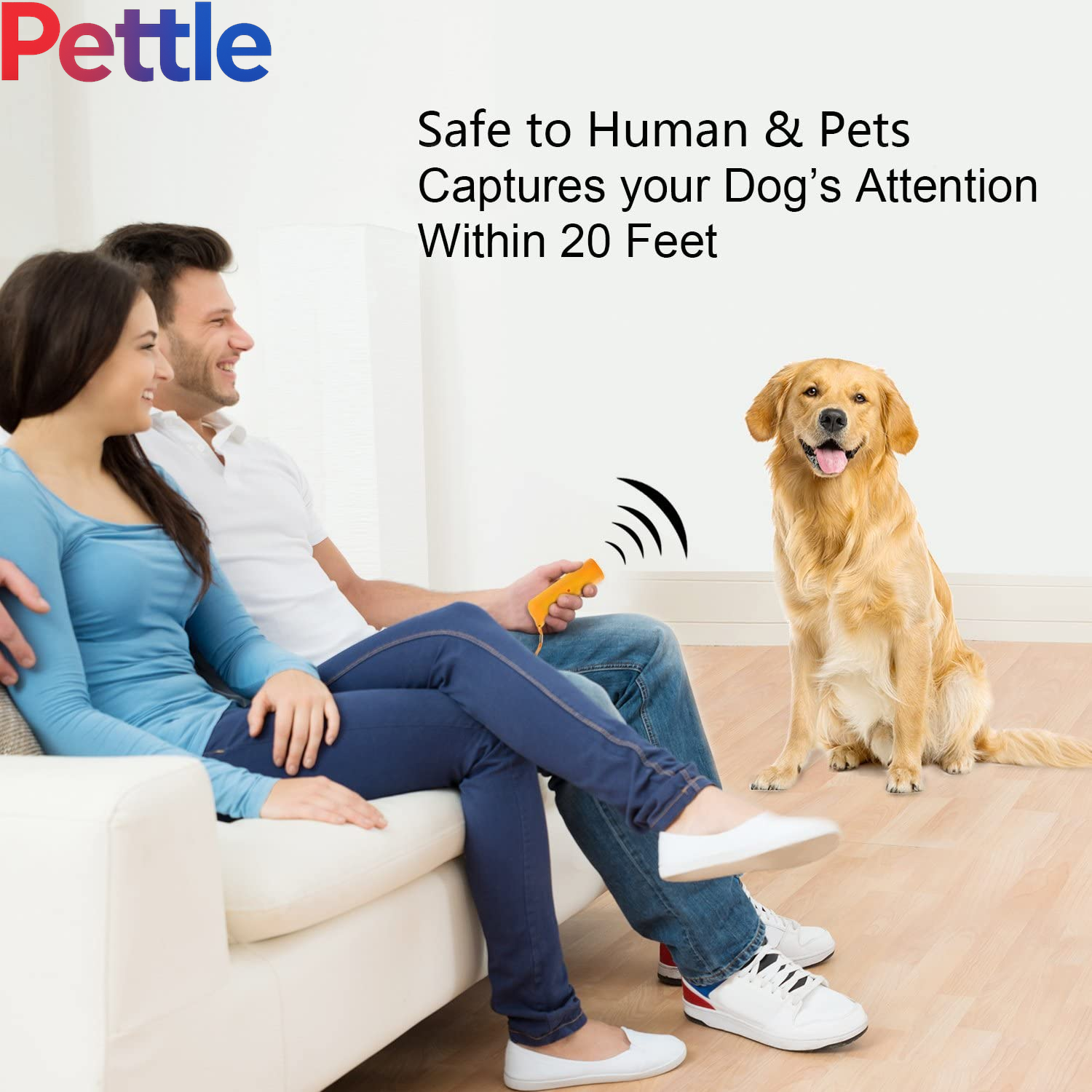 LED Ultrasonic Dog Repeller and Trainer Device 3 in 1 anti Barking Stop Bark Handheld Dog Training Device (Yellow)